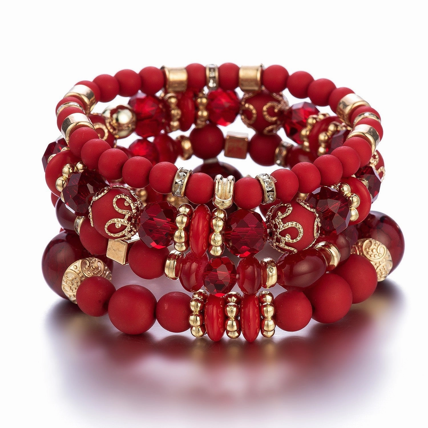Wholesale Multilayer Crystal Peach Heart Beaded Bracelet