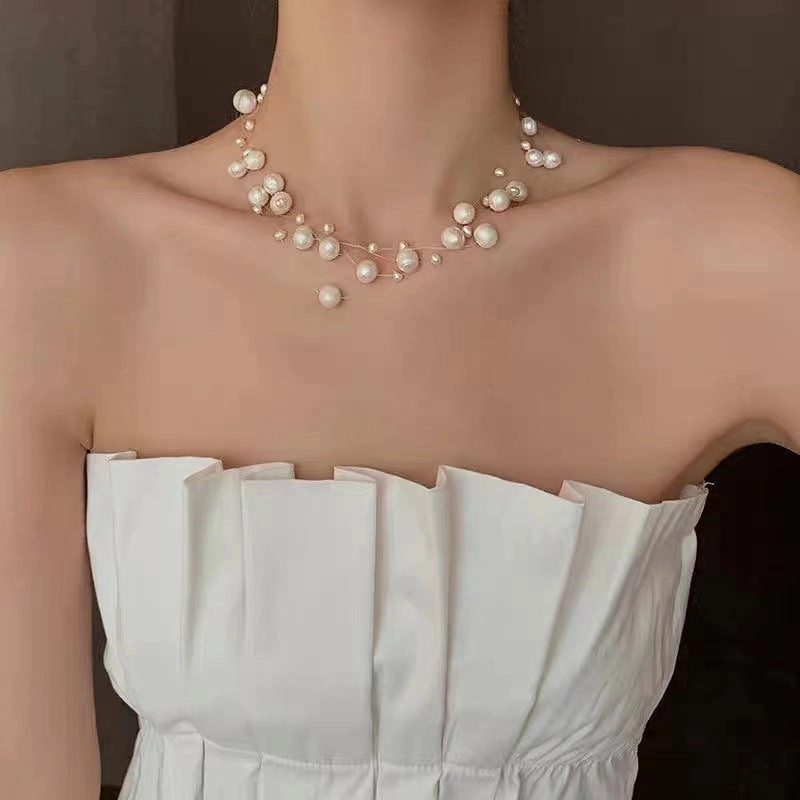 Wholesale Multilayer Fishing Line Pearl Necklaces