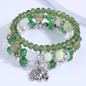 Wholesale Multilayer Glass Bead Alloy Bracelet
