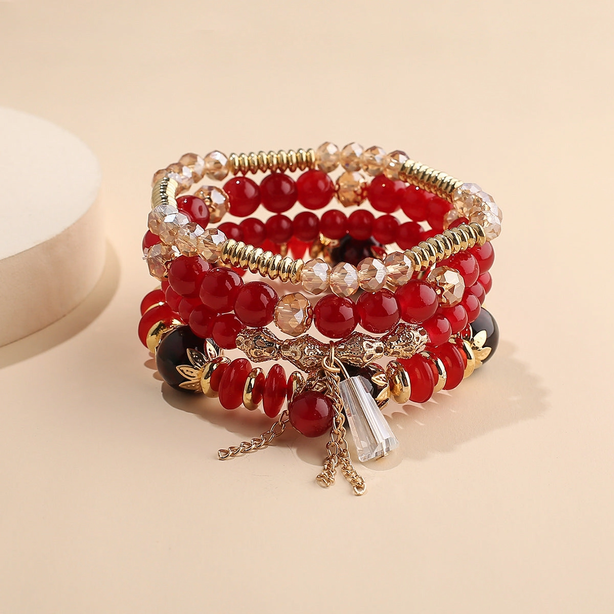 Wholesale Multilayer Pearl Tassel Glass Bracelet