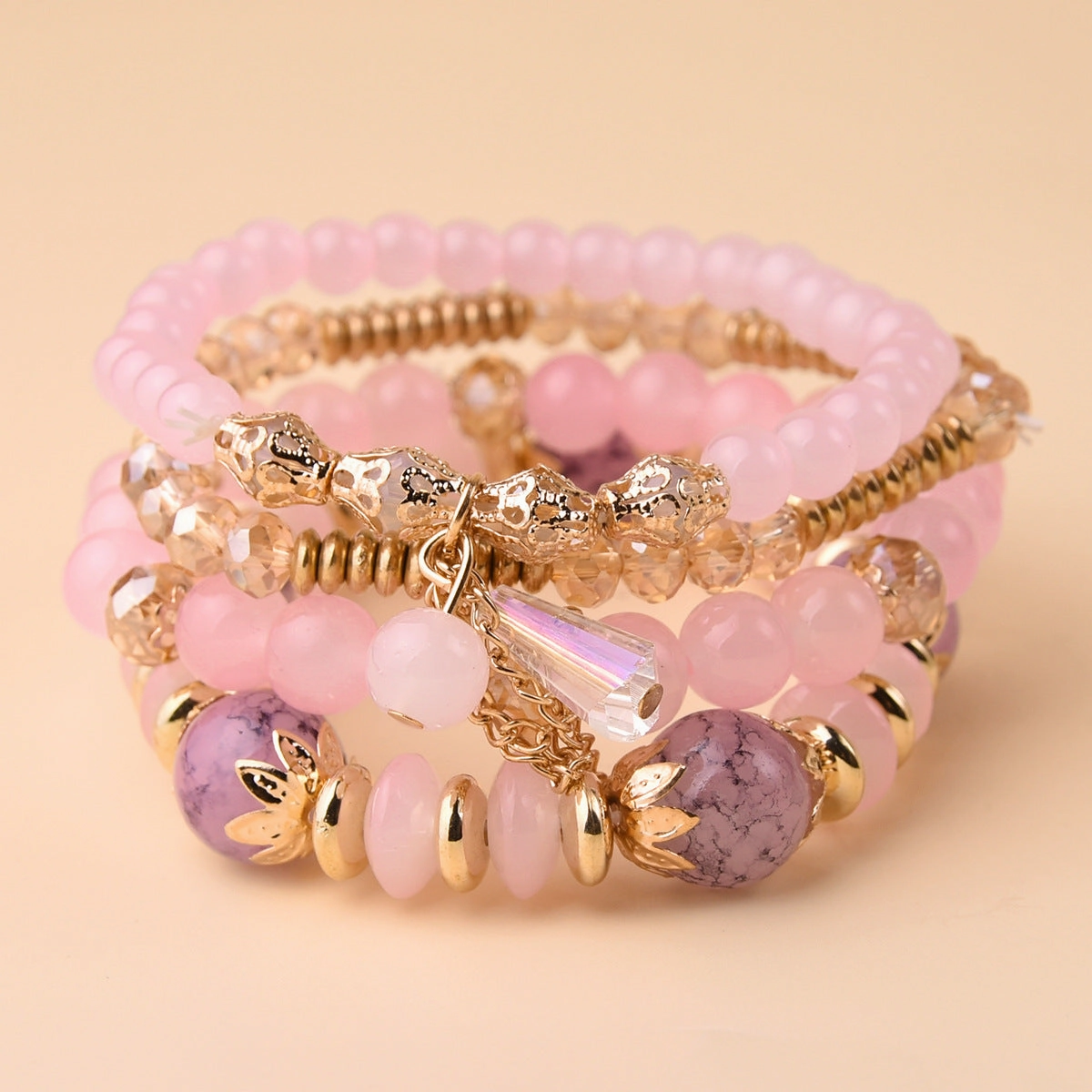 Wholesale Multilayer Pearl Tassel Glass Bracelet