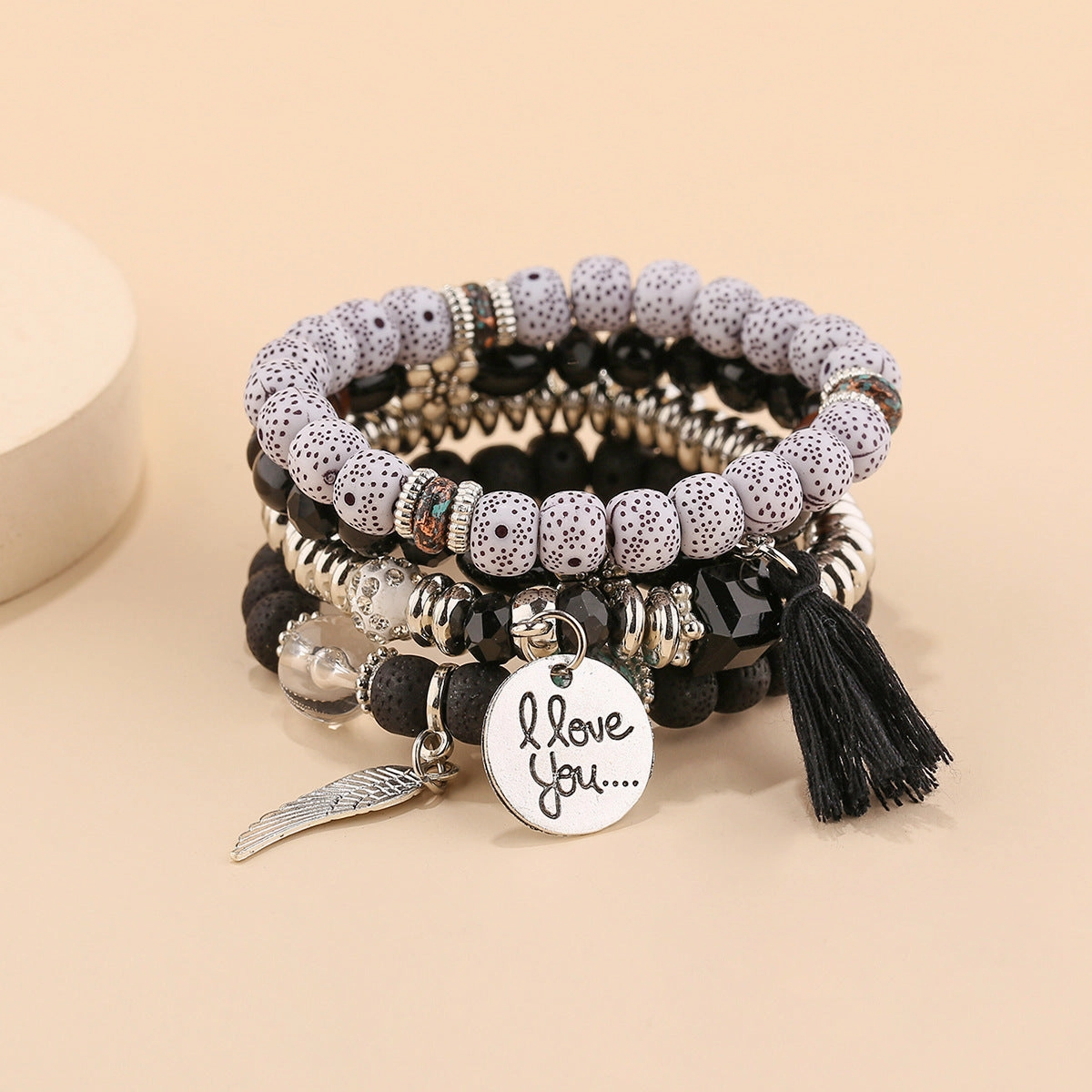 Wholesale Multilayer Pearl Tassel Glass Bracelet