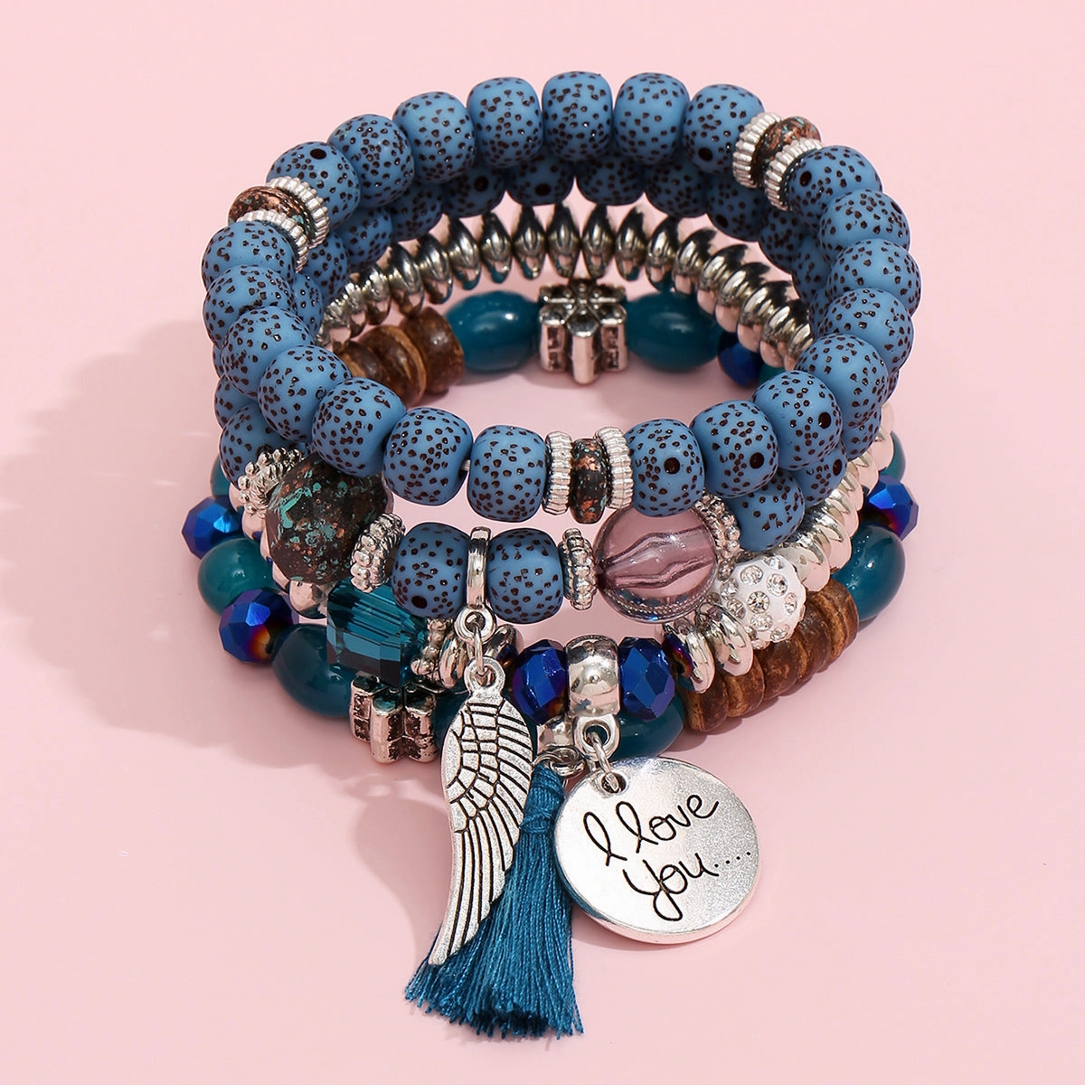 Wholesale Multilayer Pearl Tassel Glass Bracelet