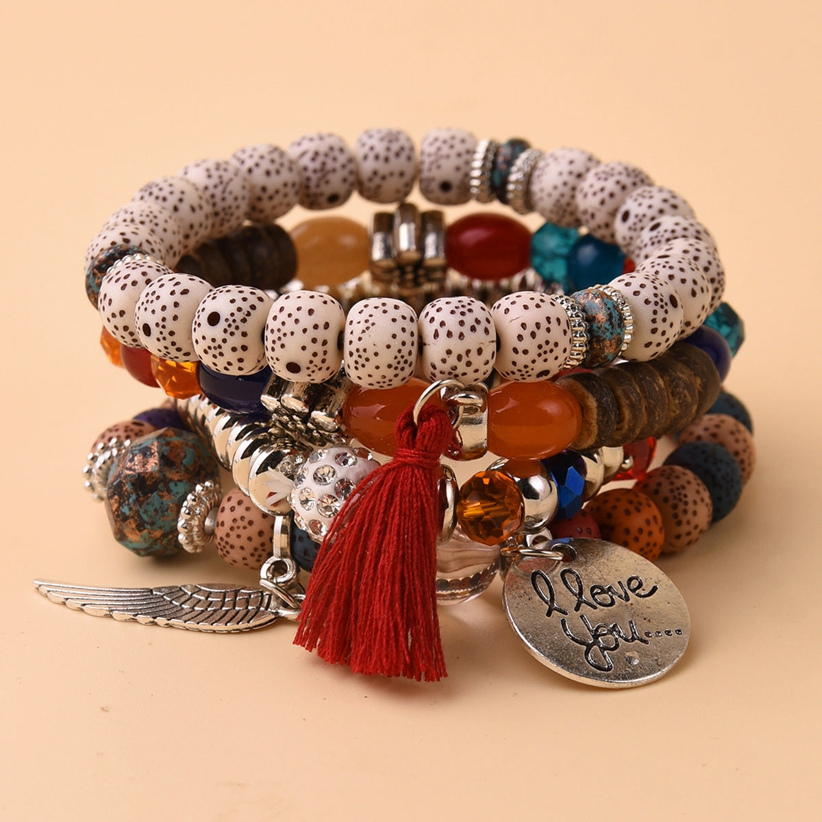 Wholesale Multilayer Pearl Tassel Glass Bracelet