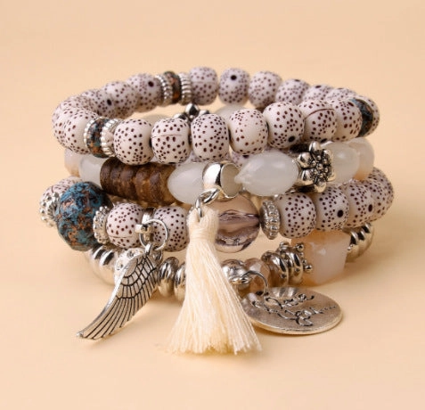 Wholesale Multilayer Pearl Tassel Glass Bracelet
