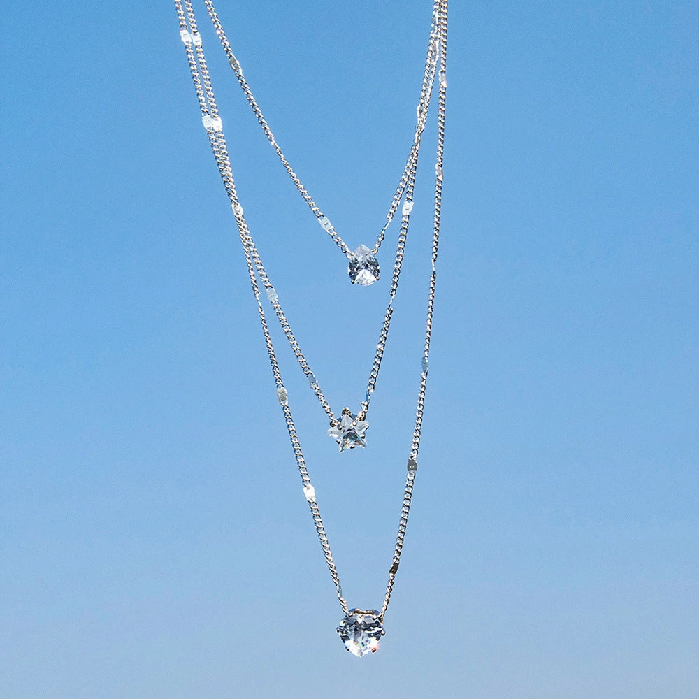 Wholesale Multilayer Pentagram Heart Drops Alloy Necklaces