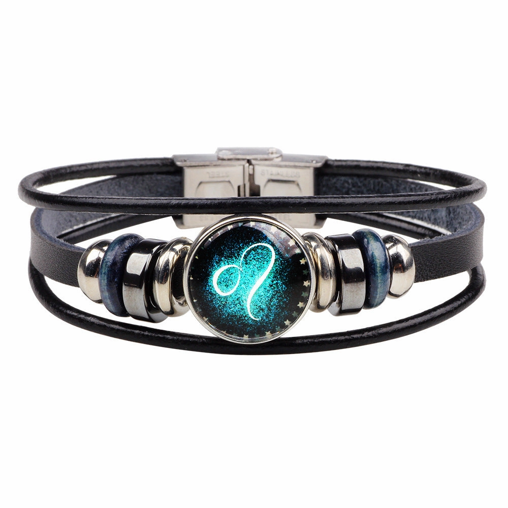 Wholesale Multilayer Twelve Constellation Punk Couple Bracelet