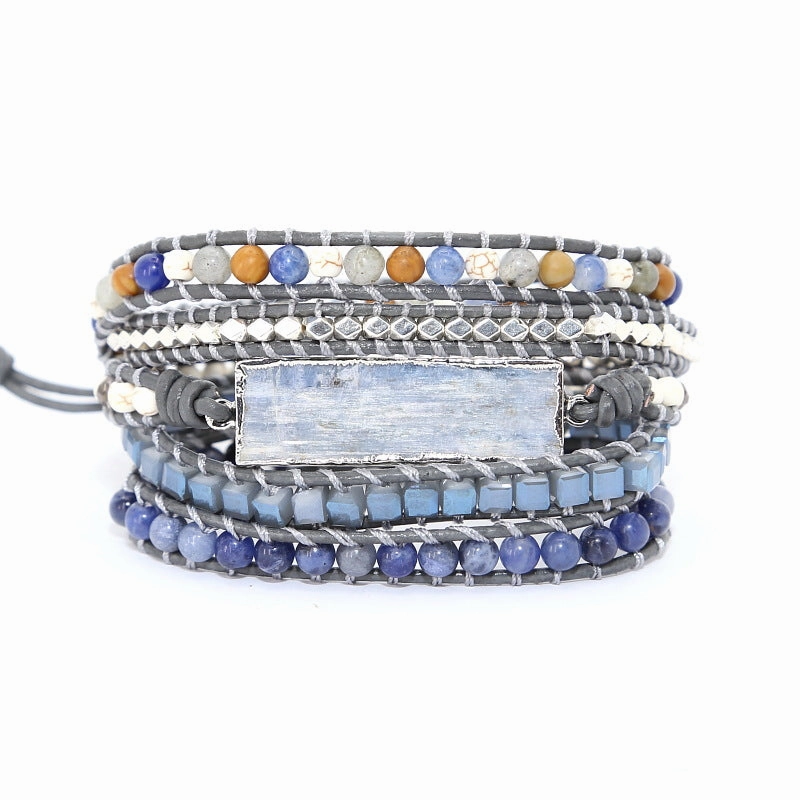 Wholesale Natural Blue Gold Handmade Woven Agate Bracelets