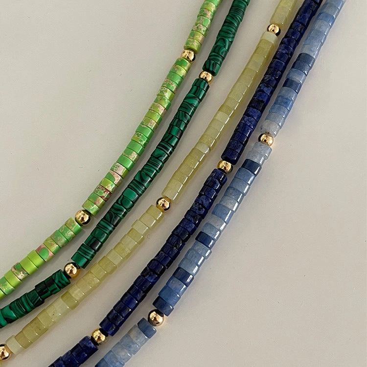 Wholesale Natural Colored Stones Hand Beaded Semi Precious Stones Multicolor Stackable Necklaces