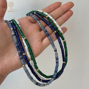 Wholesale Natural Colored Stones Hand Beaded Semi Precious Stones Multicolor Stackable Necklaces