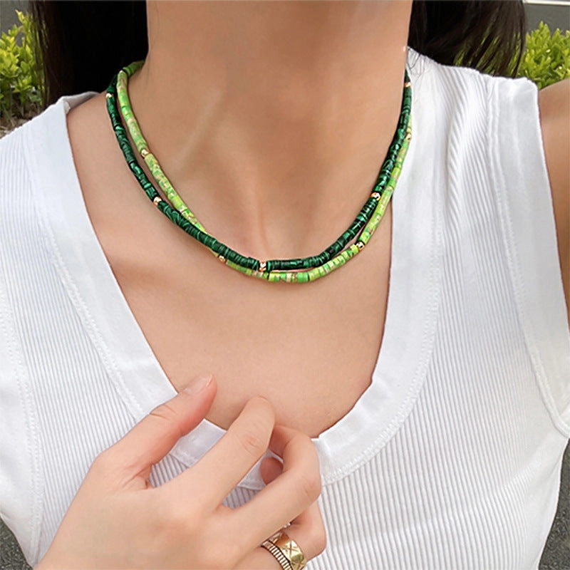 Wholesale Natural Colored Stones Hand Beaded Semi Precious Stones Multicolor Stackable Necklaces