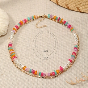 Wholesale Natural Crushed Stone Mixed Color Necklaces