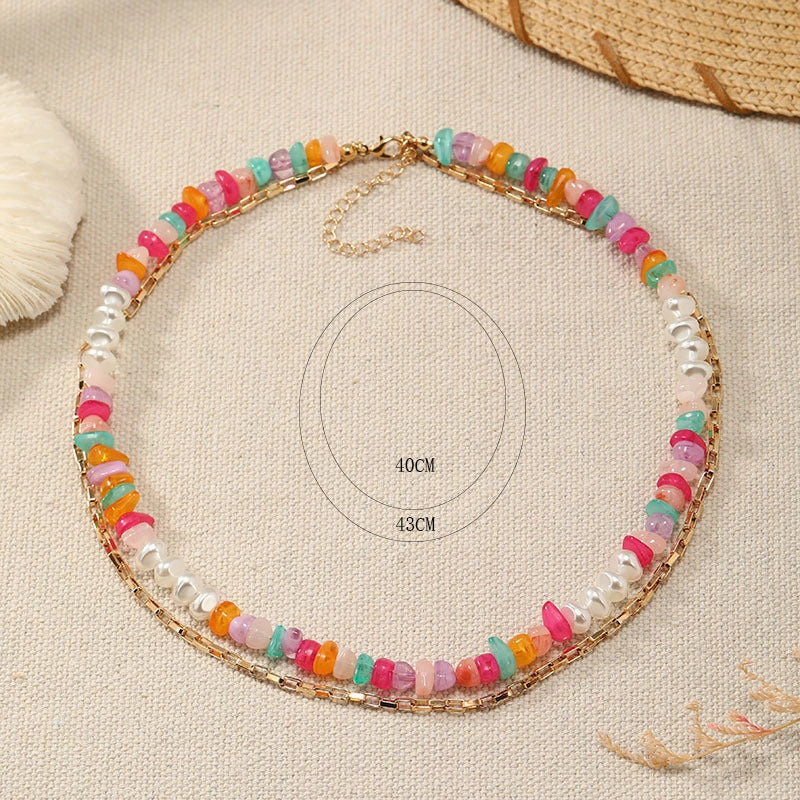 Wholesale Natural Crushed Stone Mixed Color Necklaces