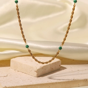 Wholesale Natural Malachite Clavicle Twist Necklaces