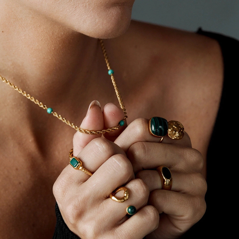 Wholesale Natural Malachite Clavicle Twist Necklaces