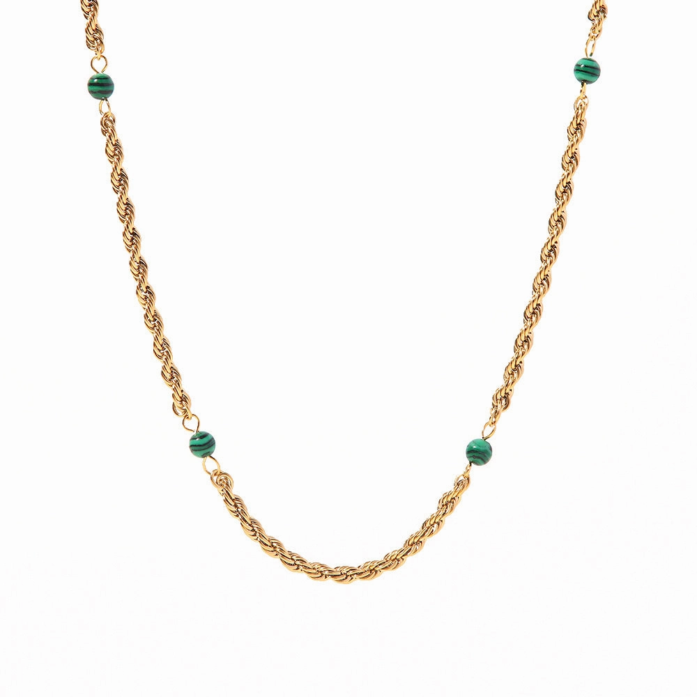 Wholesale Natural Malachite Clavicle Twist Necklaces