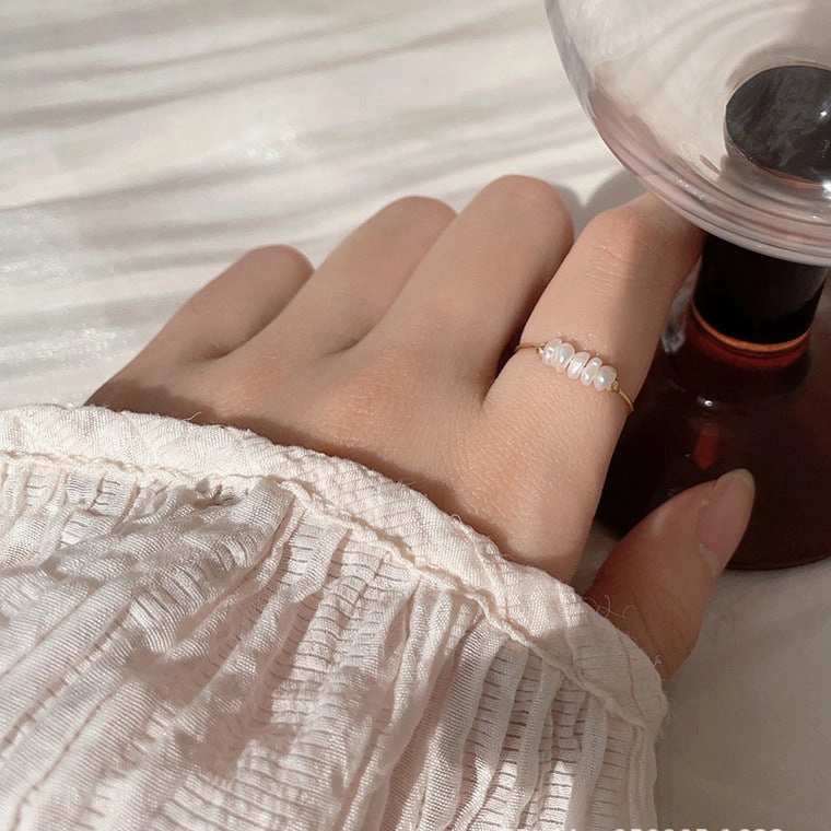 Wholesale Natural Pearl Titanium Steel Ring