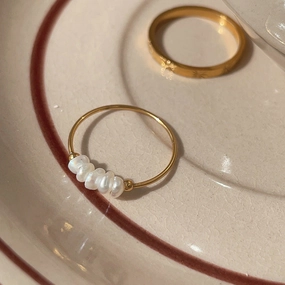 Wholesale Natural Pearl Titanium Steel Ring