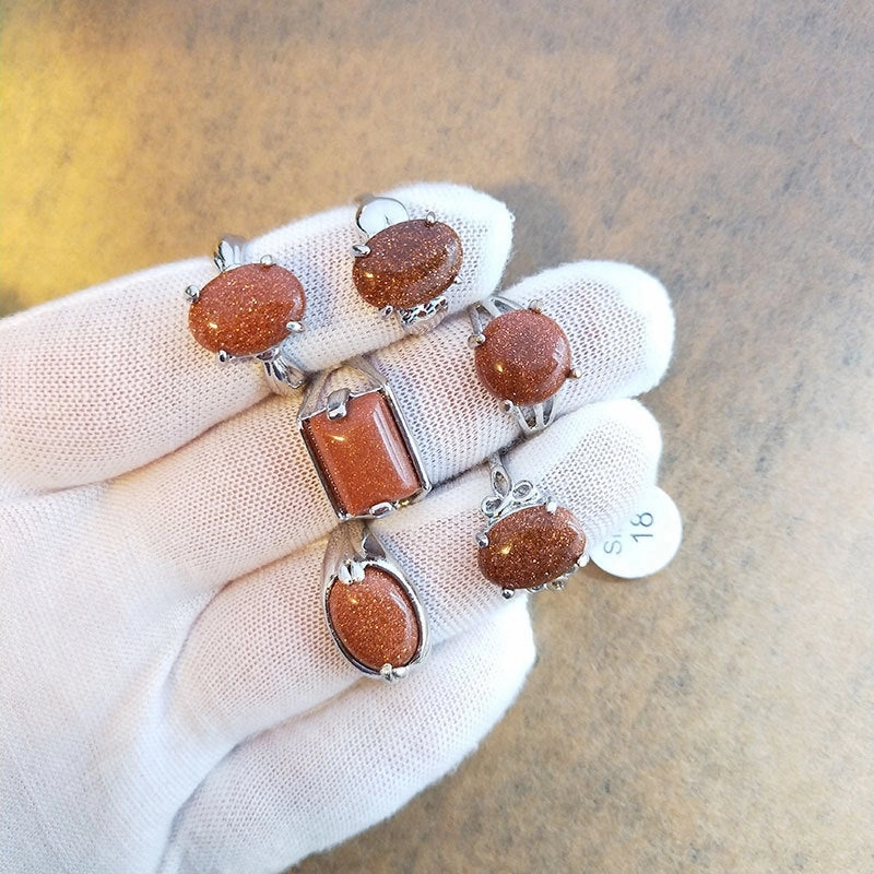 Wholesale Natural Stone Alloy Rings