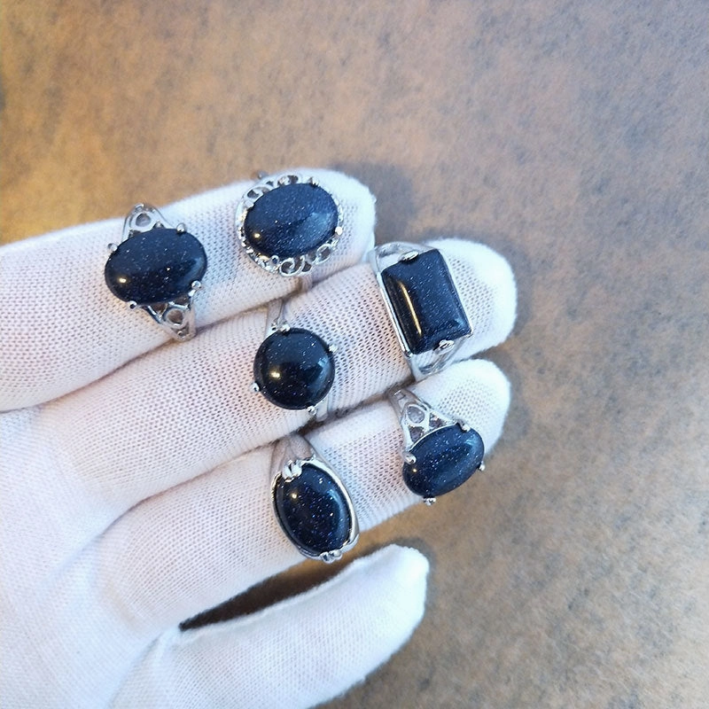 Wholesale Natural Stone Alloy Rings