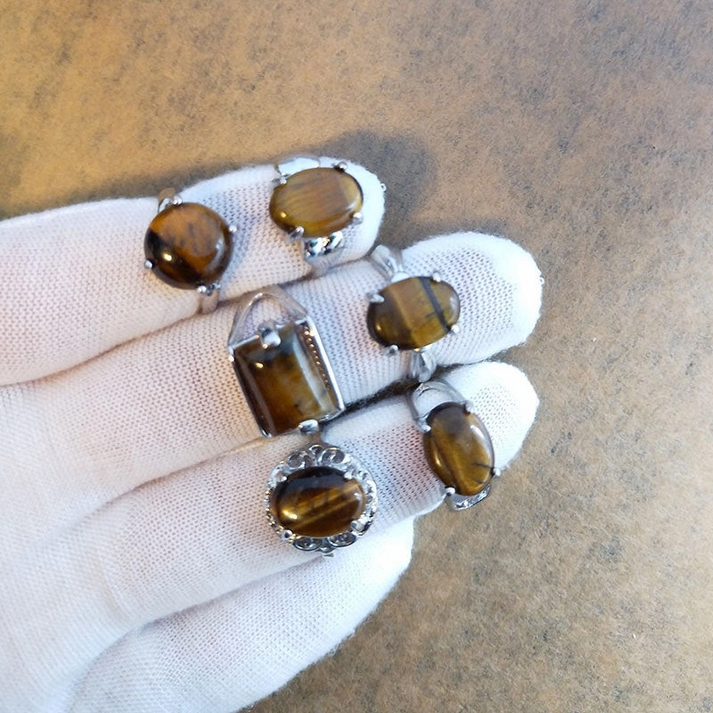 Wholesale Natural Stone Alloy Rings
