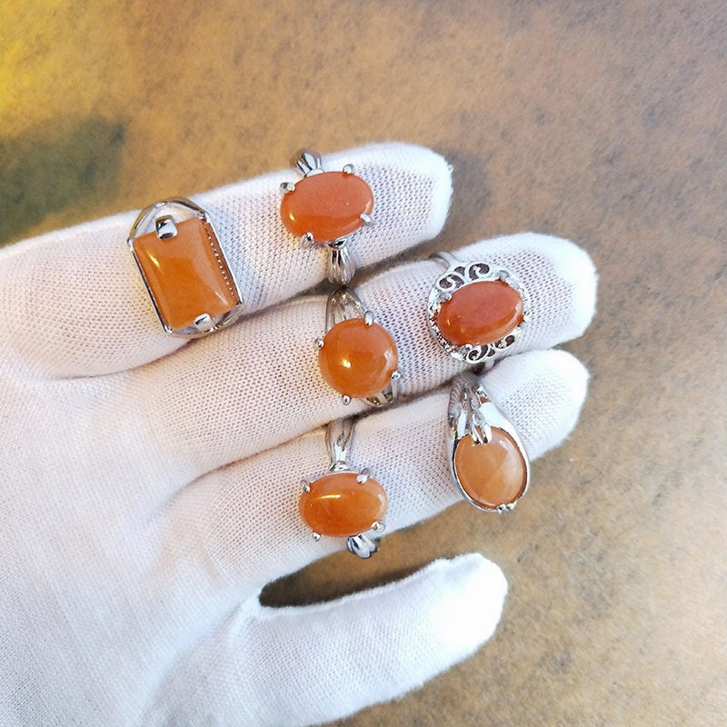 Wholesale Natural Stone Alloy Rings