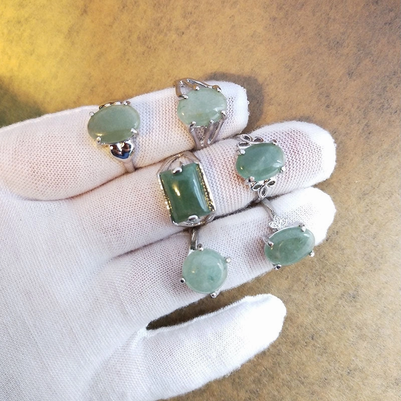 Wholesale Natural Stone Alloy Rings