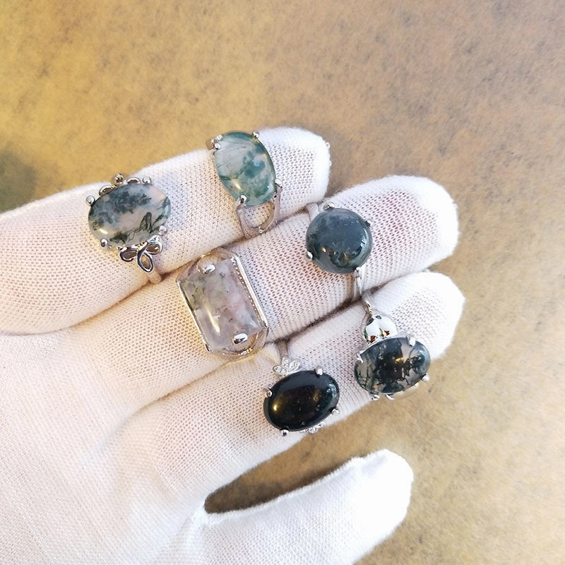 Wholesale Natural Stone Alloy Rings