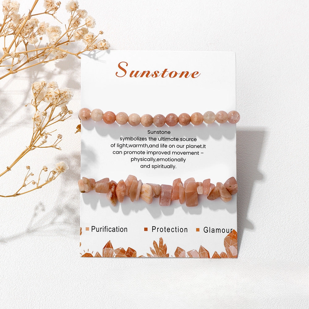 Wholesale Natural Stone Card Gravel Double Layer Bracelet