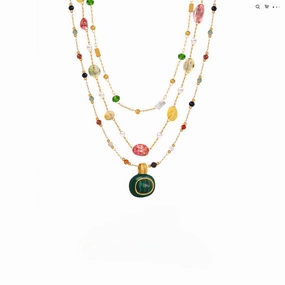 Wholesale Natural Stone Handmade Beaded Titanium Steel Necklaces