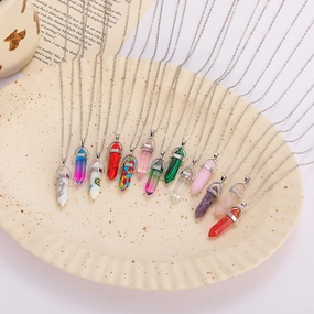Wholesale Natural Stone Pendants Alloy Necklaces