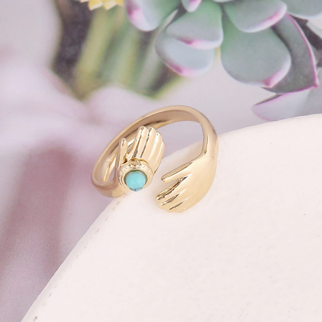 Wholesale Natural Stone Stainless Steel Rings