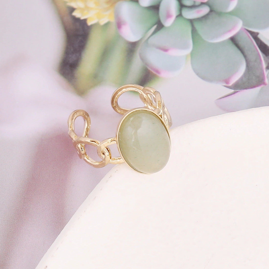 Wholesale Natural Stone Stainless Steel Rings