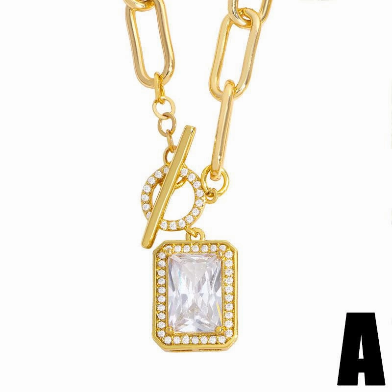 Wholesale Necklace Copper Plated 18K Gold Pentagram with Diamonds OLY-NE-AS003