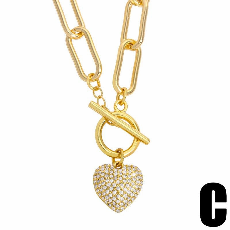 Wholesale Necklace Copper Plated 18K Gold Pentagram with Diamonds OLY-NE-AS003