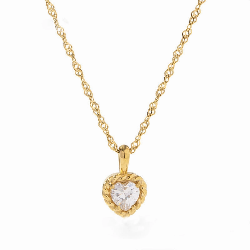 Wholesale Necklace Stainless Steel Heart Shaped Zircon OLY-NE-WX001