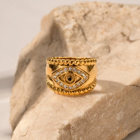 Wholesale New High Sales Demon Eye Stainless Steel Gold Plated Ring