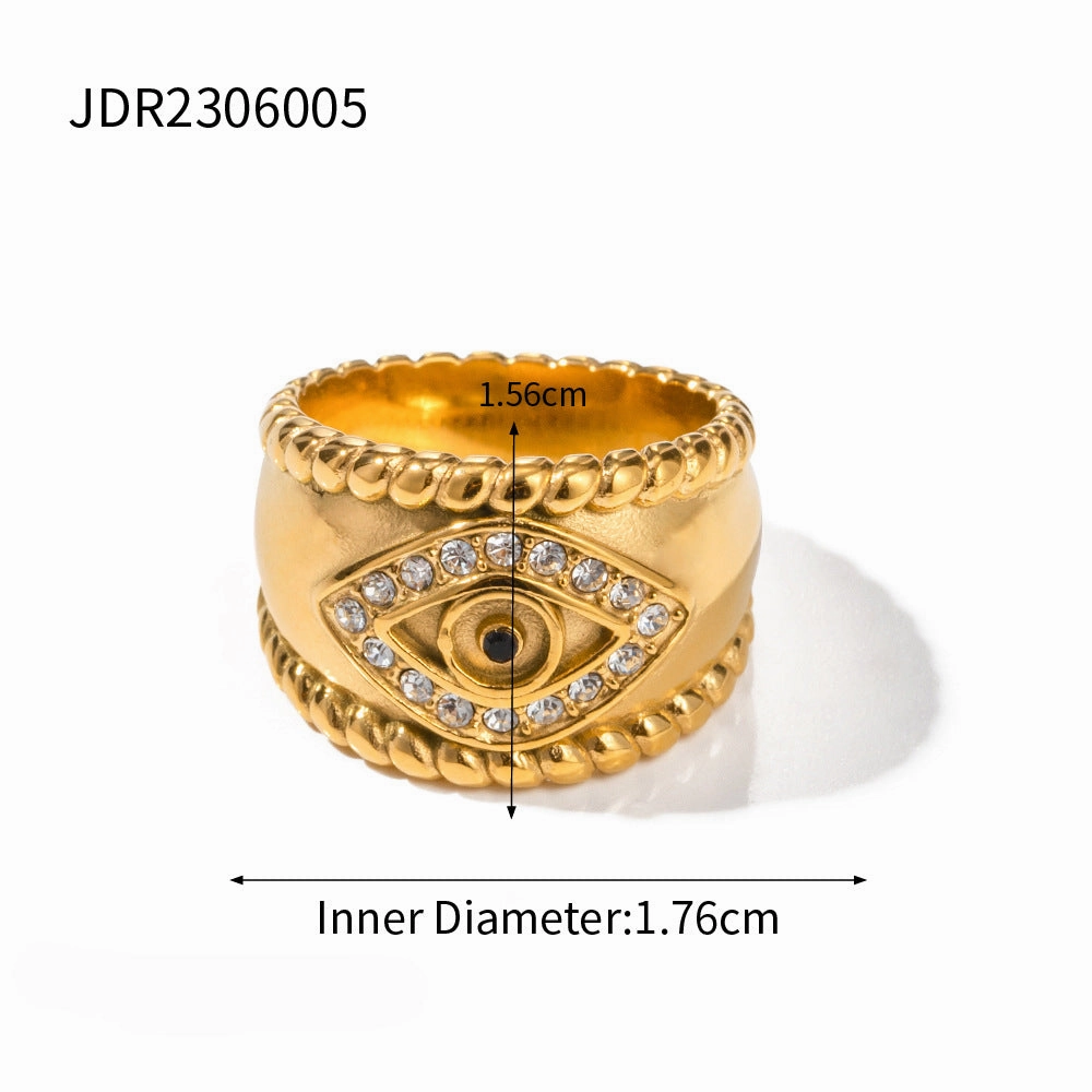 Wholesale New High Sales Demon Eye Stainless Steel Gold Plated Ring