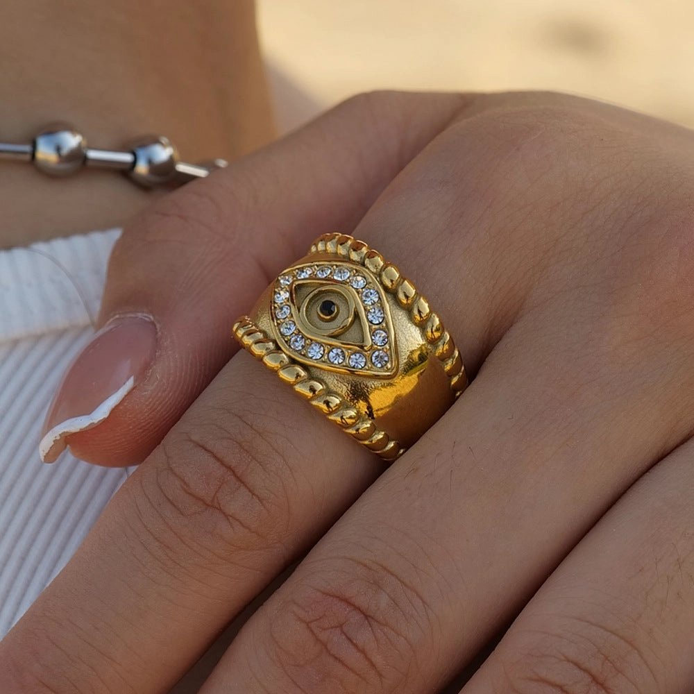 Wholesale New High Sales Demon Eye Stainless Steel Gold Plated Ring