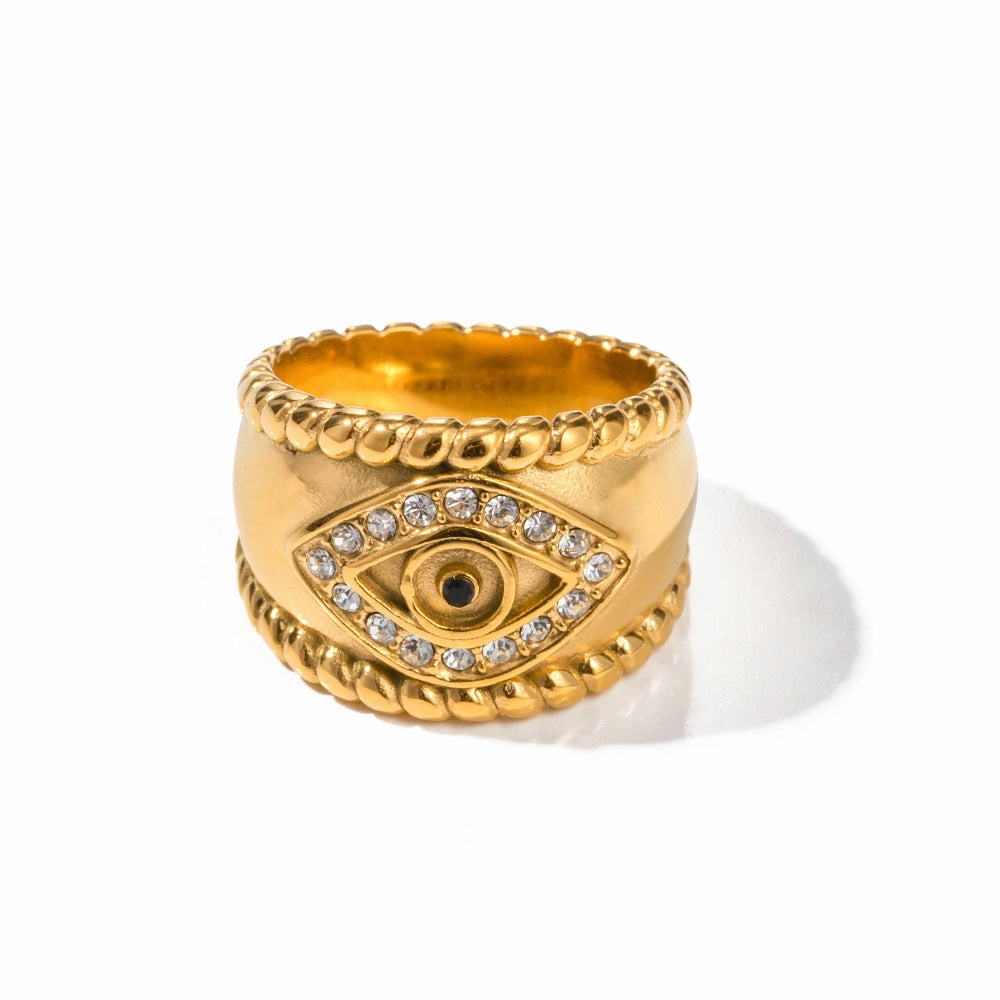 Wholesale New High Sales Demon Eye Stainless Steel Gold Plated Ring