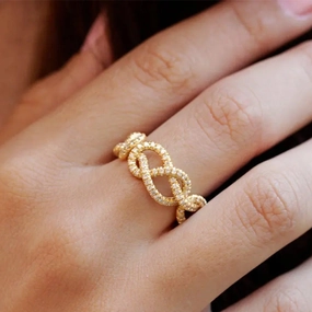 Wholesale New Product Full Diamond Chain Winding Ring Copper Ring