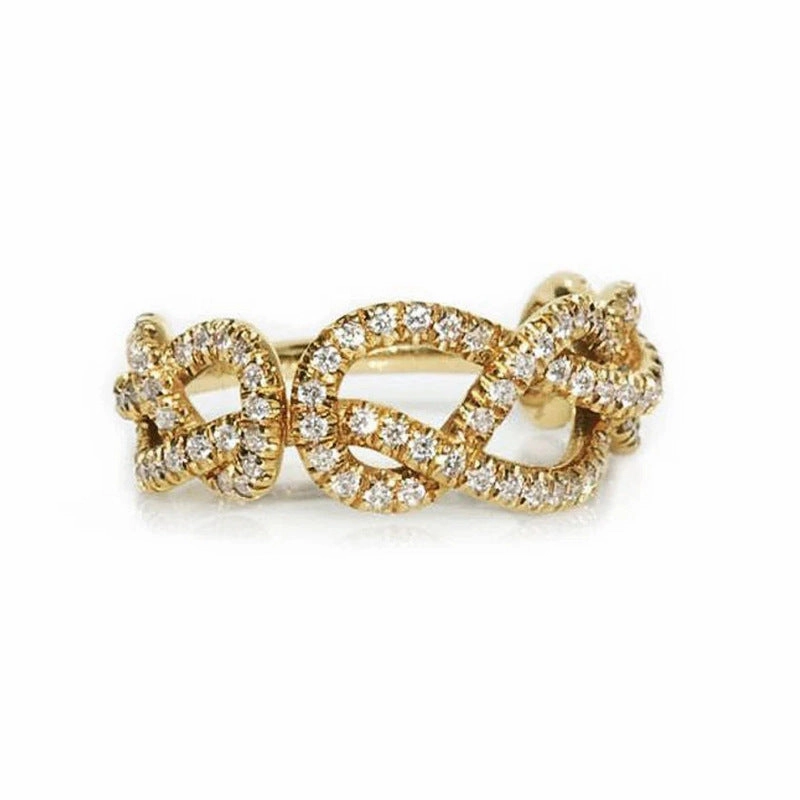 Wholesale New Product Full Diamond Chain Winding Ring Copper Ring