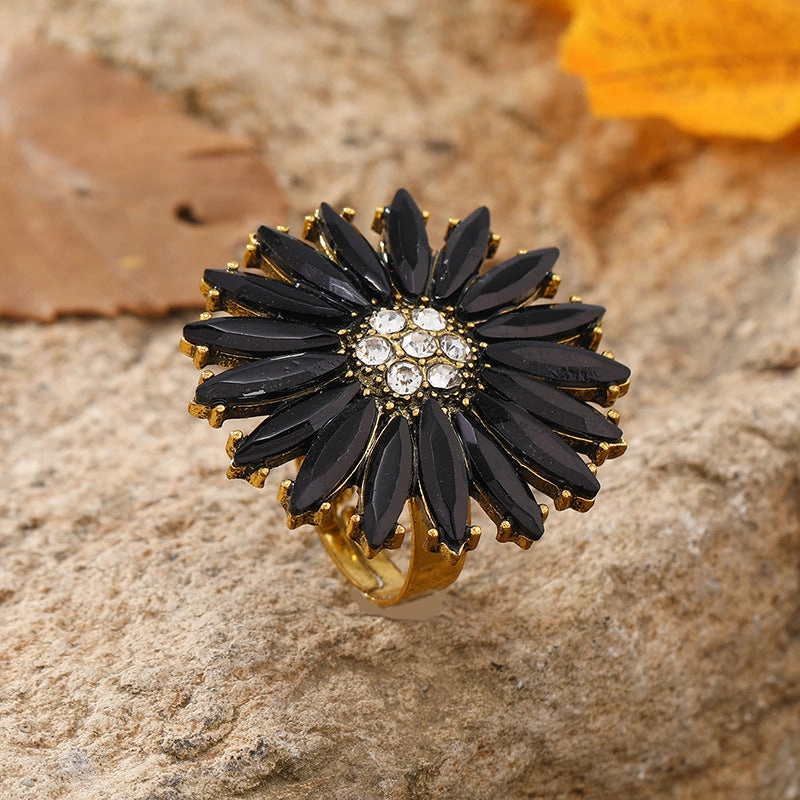 Wholesale New Simple Retro Adjustable Sun Flower Alloy Ring