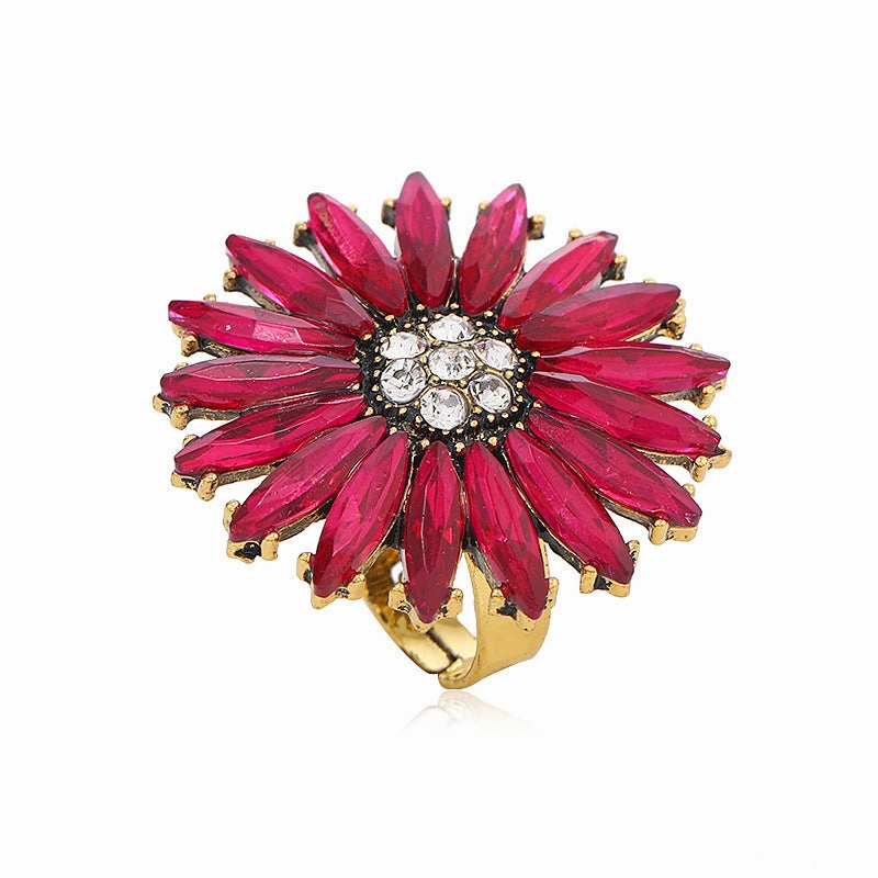 Wholesale New Simple Retro Adjustable Sun Flower Alloy Ring