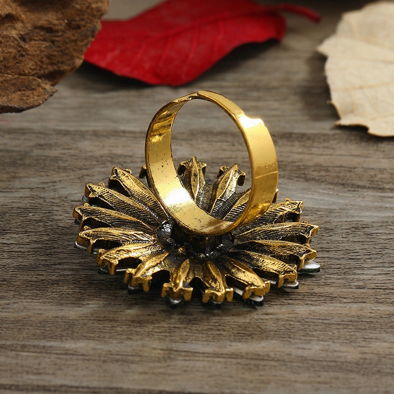 Wholesale New Simple Retro Adjustable Sun Flower Alloy Ring