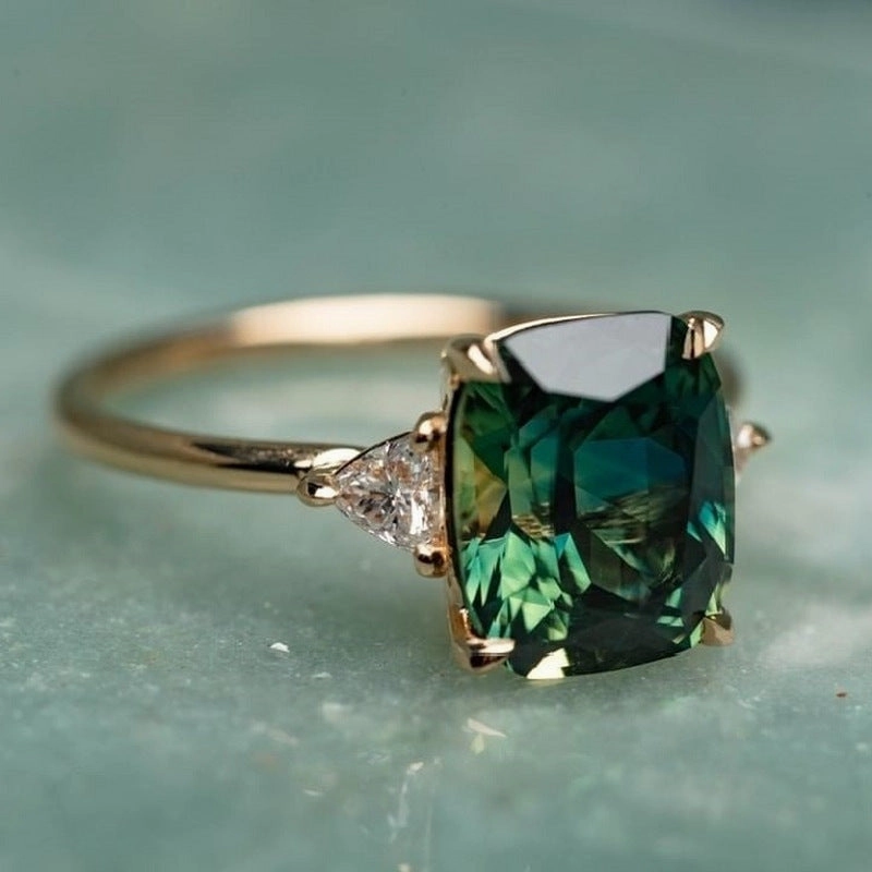 Wholesale New Square Four Claw Inlaid Zircon Copper Ring