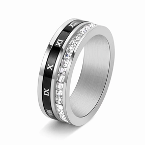 Wholesale New Stainless Steel Turnable Roman Character Ring