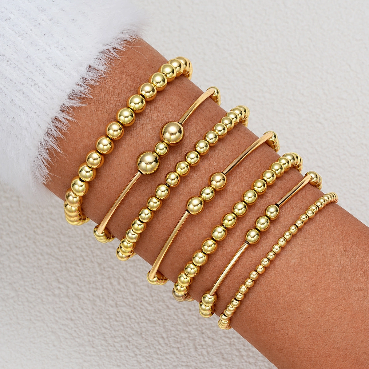 Wholesale Niche creative design temperament beaded bracelet set sweet and cool stacking jewelry