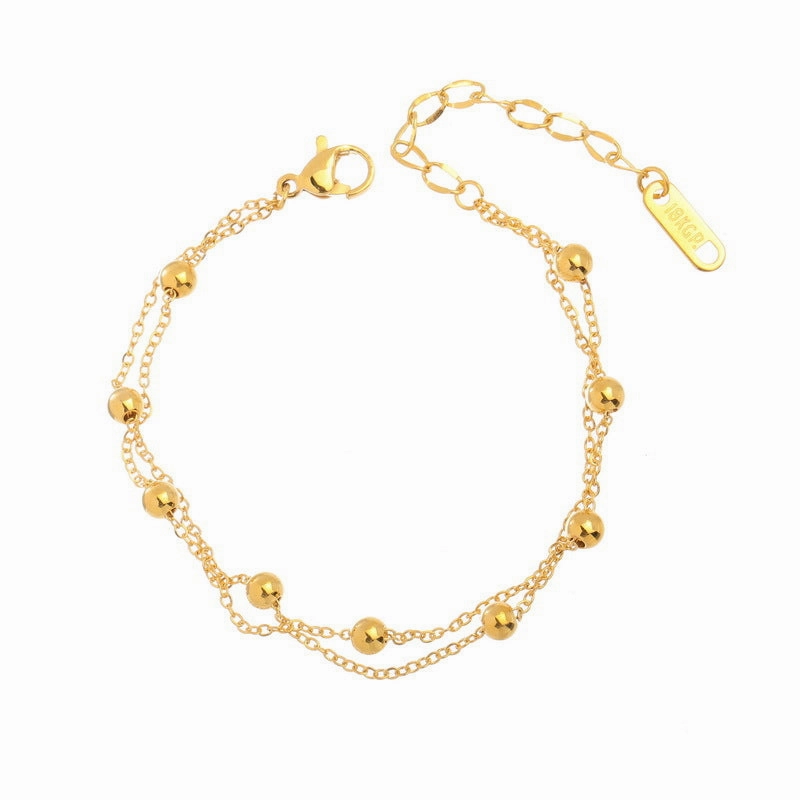 Wholesale Non-fading Double Layer Simple Bead Bracelet