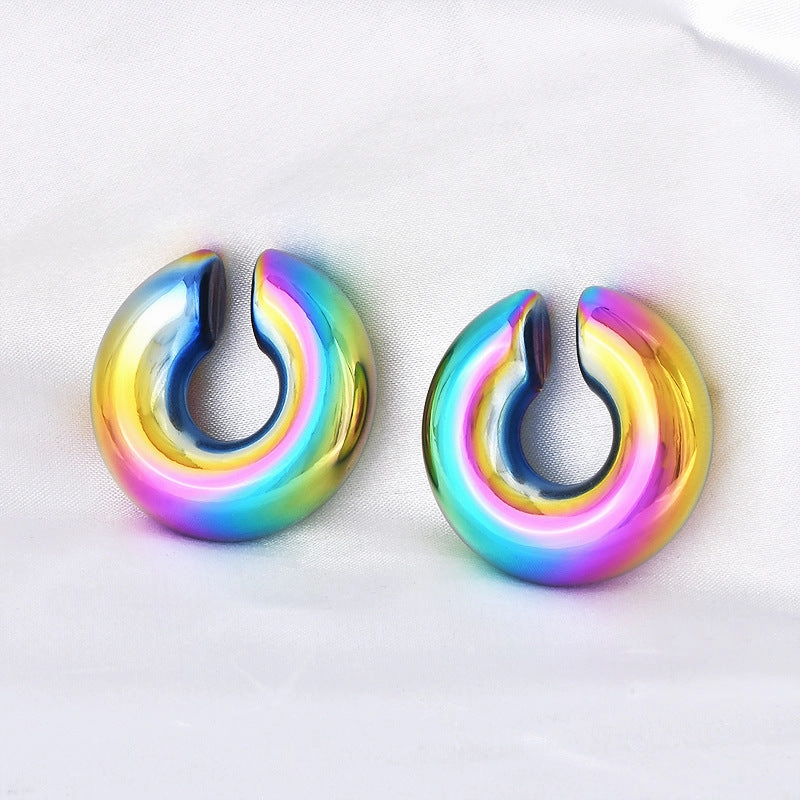 Wholesale Non-pierced Colorful Electroplated Ear Clip Titanium Steel 18k Gold Earrings